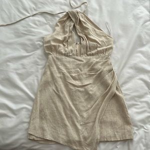 Shein linen blend halter mini dress